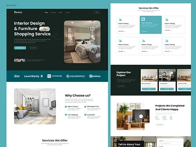 Interior Design Landing Page app branding design graphic design illustration interior design interior landing page logo typography ui ui design ui ux ui ux design ui ux designer ux vector