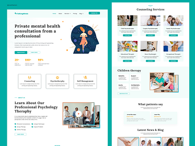 Mental Health Consultant Landing Page Design animation app branding design graphic design illustration landing page landing page design logo mental health typography ui ui ux ui ux designer ux vector