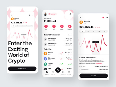 Crypto Mobile App app bitcoin blockchain crypto crypto app crypto wallet crytopcurrencies exchange finance fintech investment mobile trading ui ui design uiux