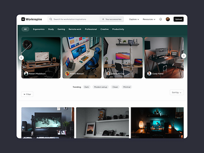 Worknspire: The Ultimate Destination for Workstation Inspiration mobile design ui uxdesign uxjob webdesign