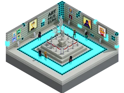 The Sandbox - diorama ART MUSEUM 3d c4d cinema4d diorama experience fluo isometric metaverse museum neon nft sandbox voxel