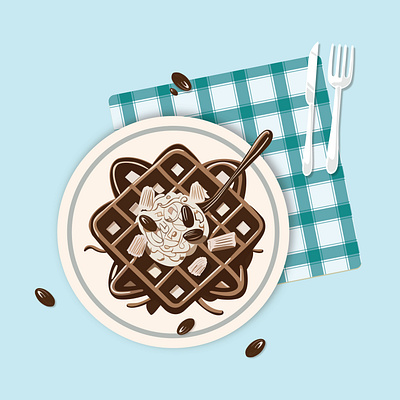waffle food illustration illustration vector