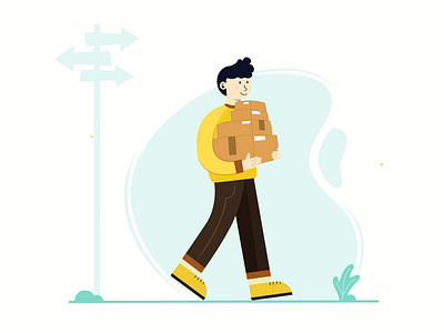 delivery man carrying boxes adobeillustrator boxes courier delivery graphic design illustration vector walking