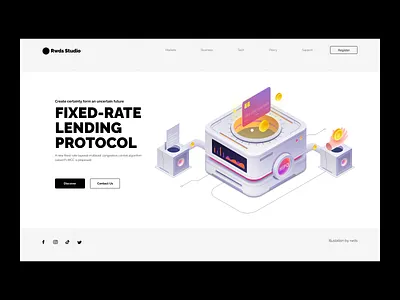 Landingpage center crypto data illustration isometric vector web3