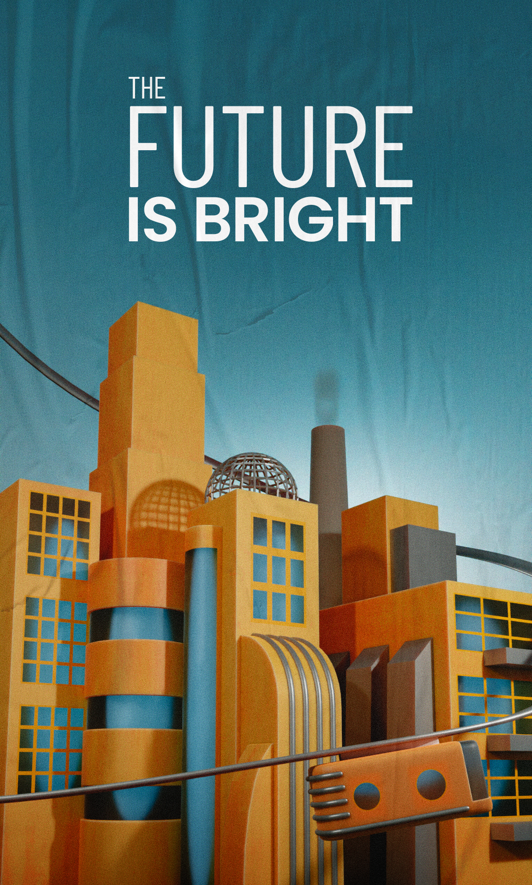 The Future is Bright | Retro Futuristic Illustration 3d 3d design 3d illustration blender design graphic design illustration
