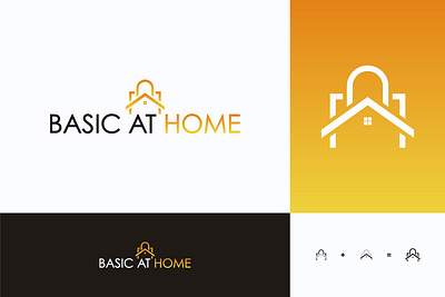 BASIC AT HOME branding design flat home store illustration logo minimalist logo modern type unique vector