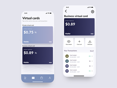 Finance mobile App design - Virtual cards app design bank cards design finance mobile app purple visuals ui virtual cards