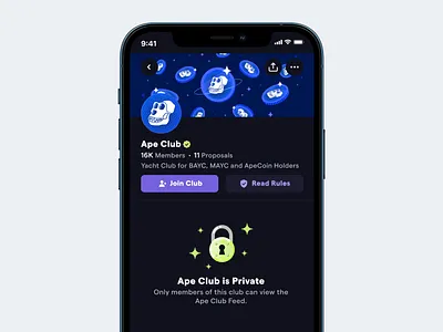 Join Club Empty State bayc blockchain community crypto design empty state ui web3