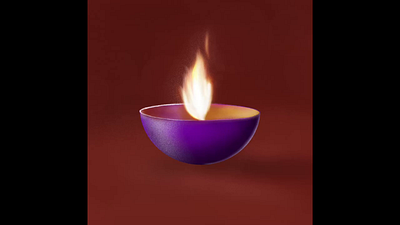 Tiny lamp 🪔 3d animation design digitalart diwali fire glow illustration lamp light oillamp procreate purple
