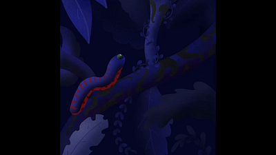 Caterpillar 🐛 3d animation branch caterpillar design digitalart illustration procreate tree