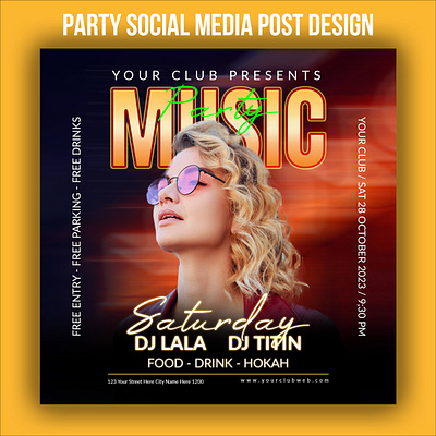 PARTY SOCIAL MEDIA POST DESIGN business design flyer graphic design illustration instagram post mxpixvect party flyer party social media post post psd social media post