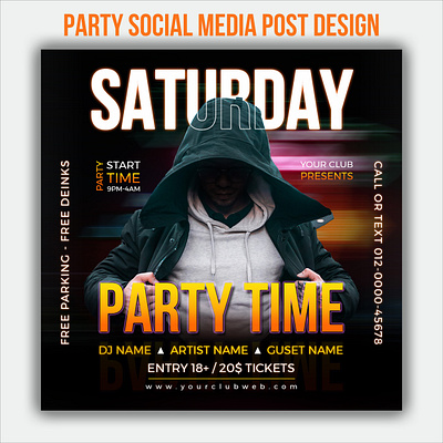 Party Social Media Post Design art branding design designer flyer graphic design illustration instagram post party party flyer party social media post post social media post