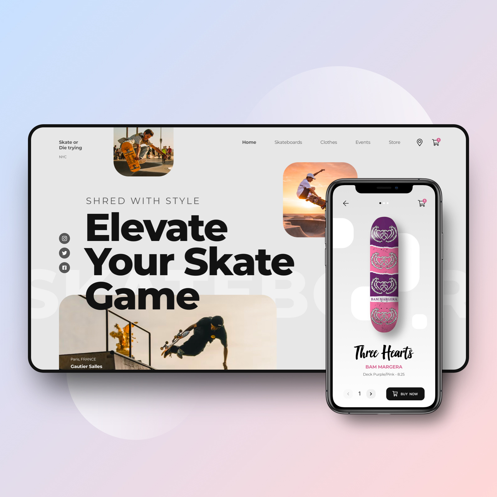 // 🛹 SKATE OR DIE TRYIN‘ 🛹 // Brand Design Concept 2023 branding concept design digital interface landingpage minimalistic modern responsive skate skateboarding trend ui ux web webdesign whitespace