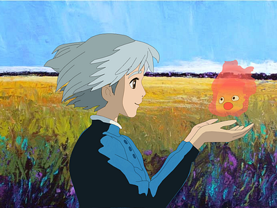 Sophie and Cal calcifer design figma graphic design illumination illustration movie scene opacity details shading sophie