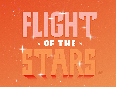 Flight Of The Stars font design hand lettering handmade type illustration lettering pink red stars universe