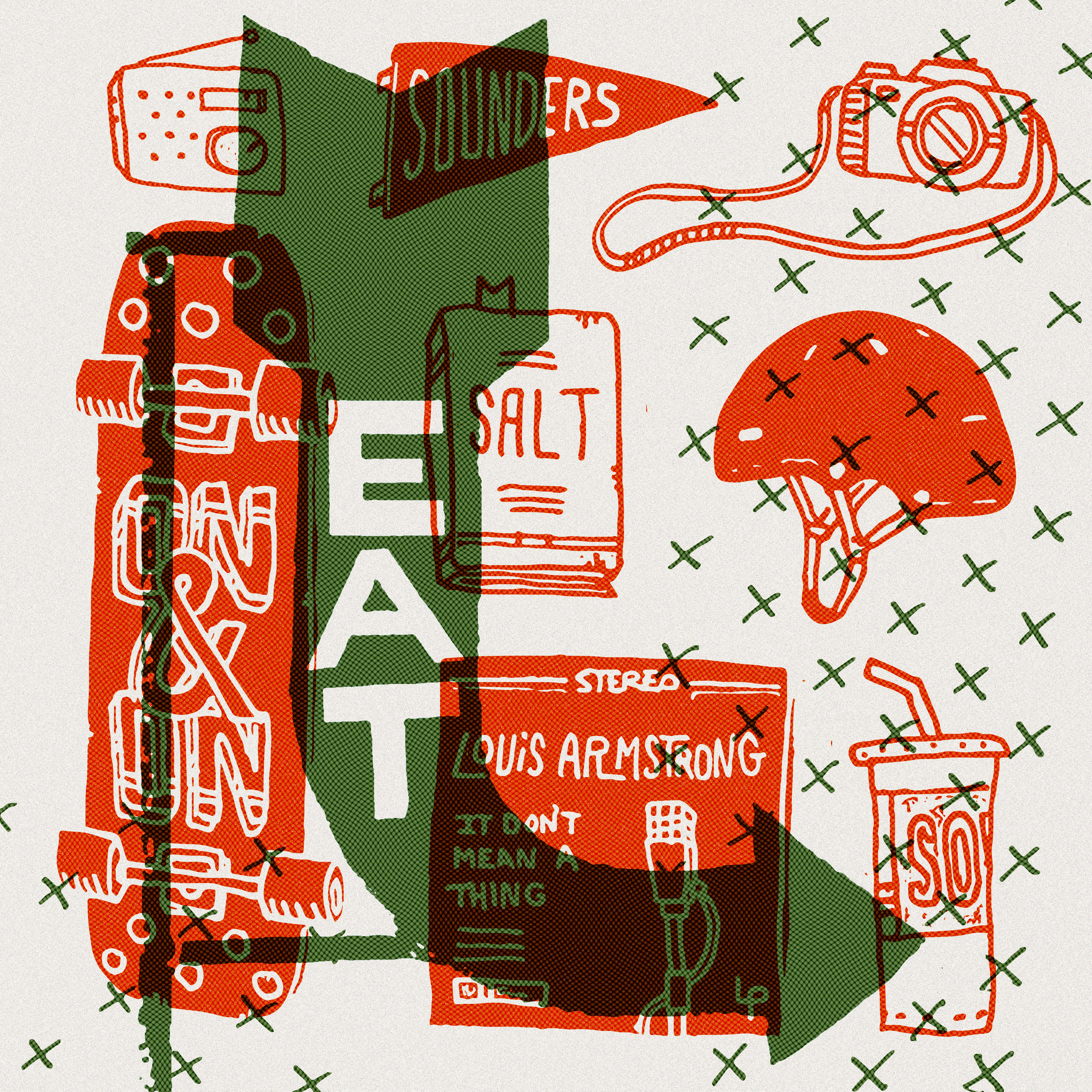 Mini Moments bicycle bike coverart design illustration mightymoss neonsign record skateboard sketchbook