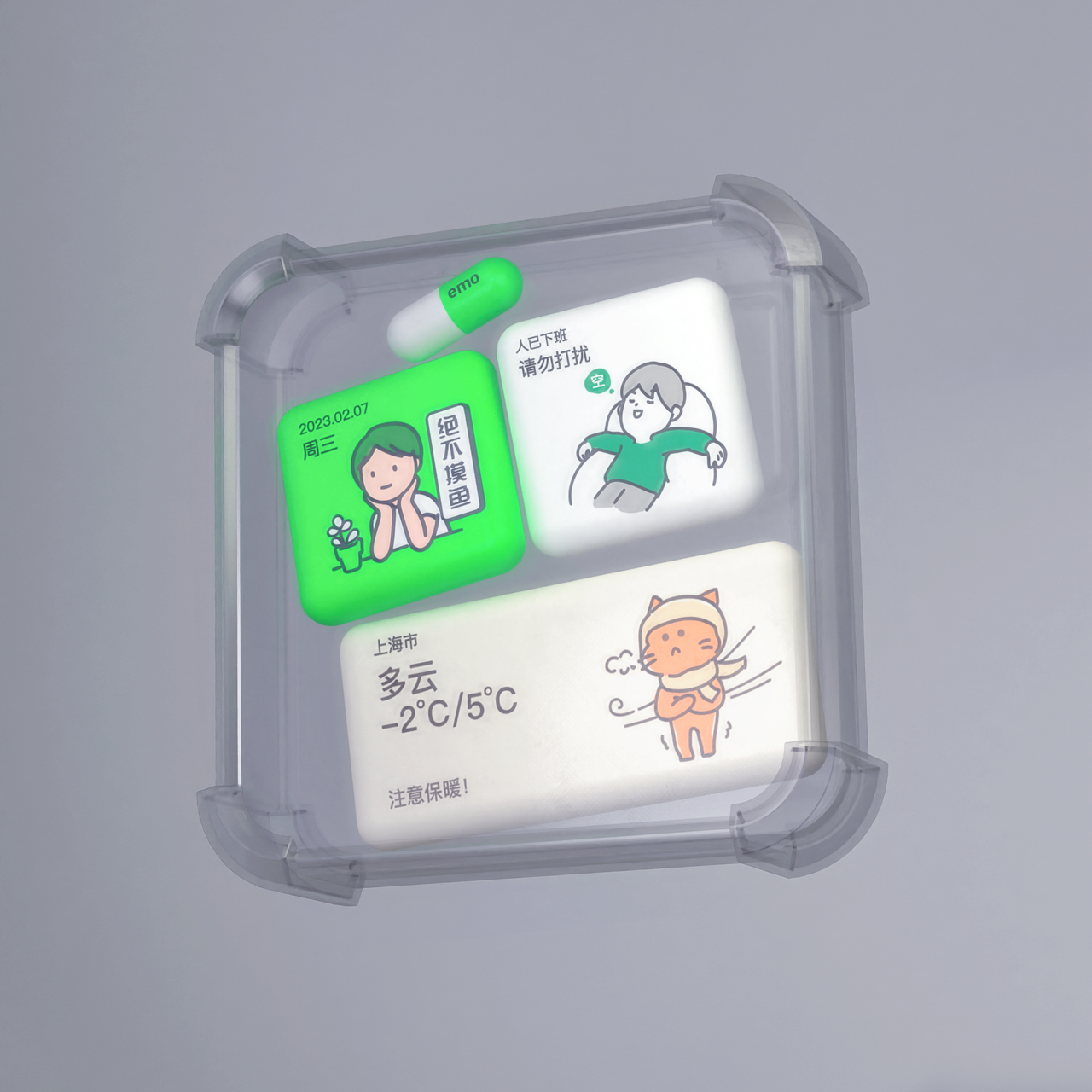 Illustrations for a widget app and phone case mock-up 3d blender design doodle emoji illustration ios widget mockup simple illustration widget
