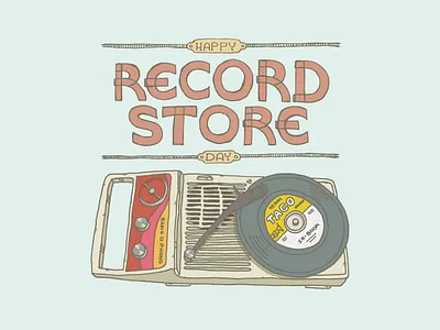 Record Store Day album coverart design hand drawn illustration lettering mightymoss record record player record store day sketch typeography