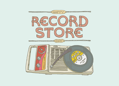 Record Store Day album coverart design hand drawn illustration lettering mightymoss record record player record store day sketch typeography