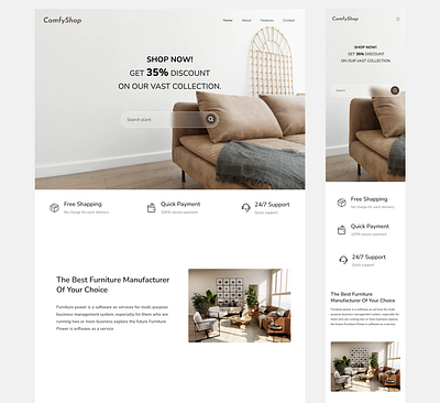 Responsive landing page for furniture website app design figma graphic design landing page responsive ui ux web design