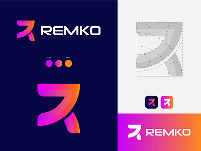 Remko R Letter Logo Design branding company letter r logo sofiqul.im99