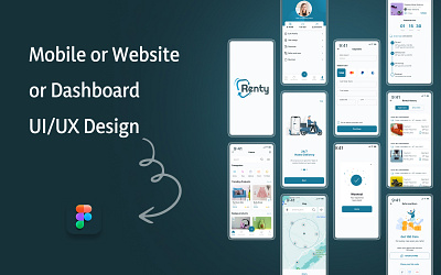 Mobile Application Design: Rental app design branding design graphic design landing page design ui ux web design web ui