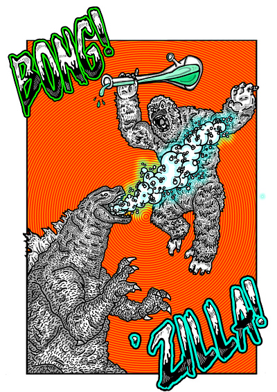 Bongzilla Vs King Bong creature design design godzilla graphic design illustration kaiju king kong monsters typography vector zilla