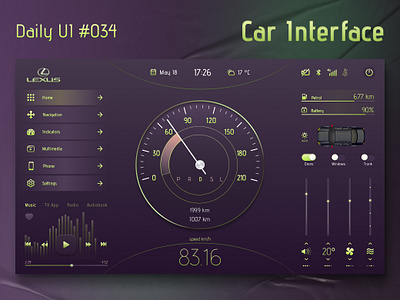 Car Interface Daily UI #034 car interface car interface daily ui 034 carinterface dailyui dailyui034 graphic design ui ui ux web design website