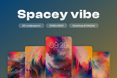 20 Wallpapers with Spacey vibe background colorful cosmic design dream flat free graphic design illustration lock screen minimal mobile out of world pack space texture ui ux vibrant wallpaper