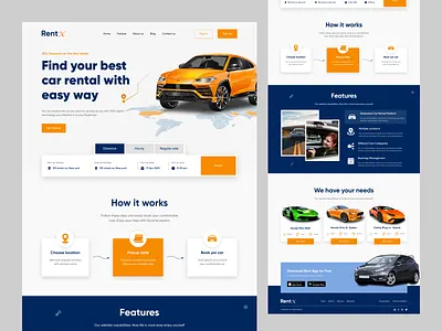 Rant X- Rent a car landing page car car web design car website design falconthought landing page rant x rent a car landing page rental webstie ui ux web web desing web ui website