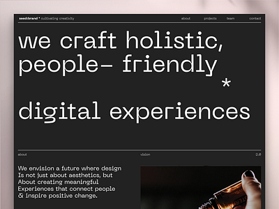 seed:brand Creative agency website design Dark mode version 2.0 agency branding minimal redesign typography web web design webdesign website website design