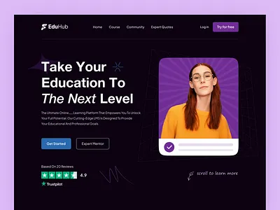 Eduhub E-Learning Website awesome landing page cool design digital education digital product e learn education education app landing page learning management system learning platform online education online education website online learning online school ui user interface ux web designer webdesign