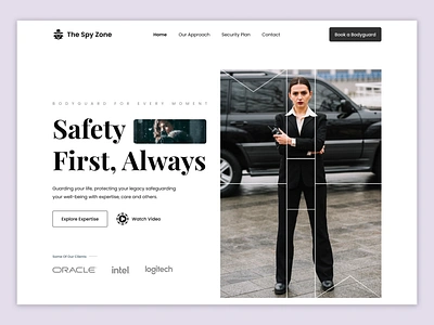 Detective/Spy Website - Landing Page bodyguard clean design detective figma guard hero section landing page military minimal modern polish safety security spy ui ui design uiux web design website