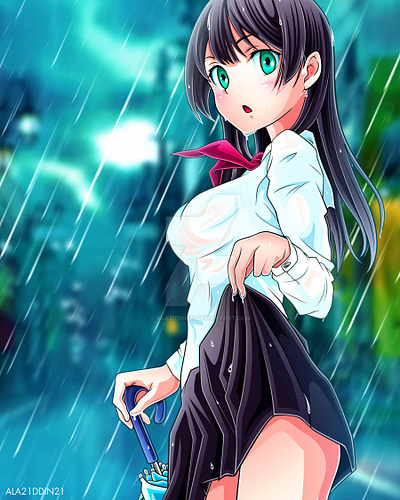 Sous La Pluie anime character character design design female illustration manga original character vector