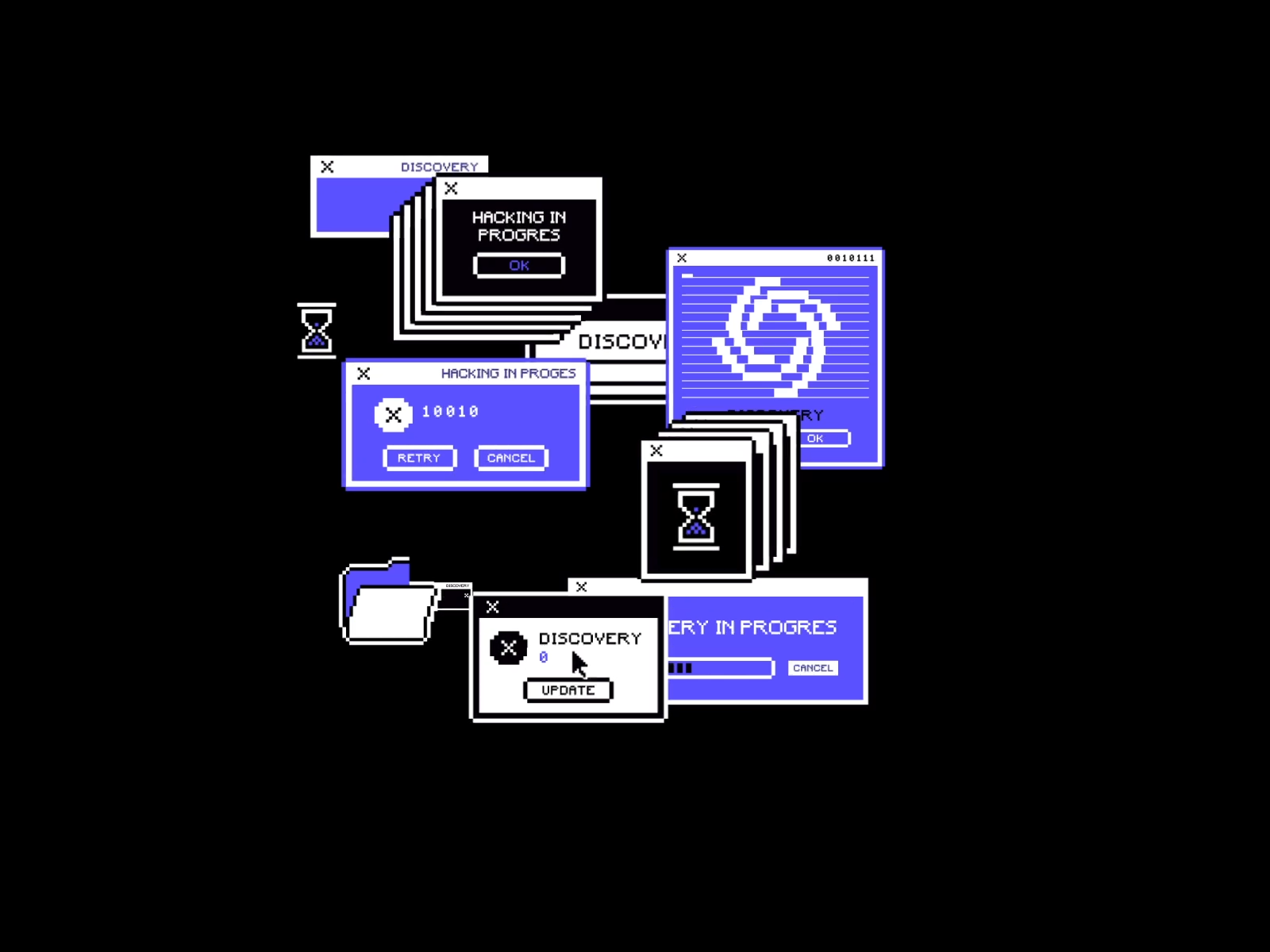 Discovery loading... 8bits animation branding computer dark mode design figma icon icon set illustration logo motion old pixel pixel art pixel tools screen vector video windows