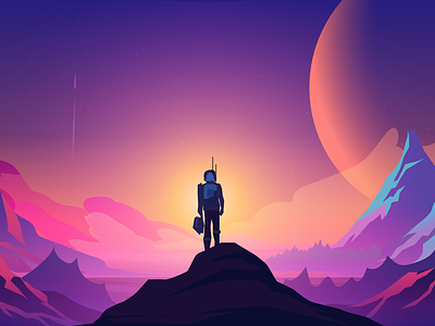 Lost in Arival SciFi Landscape Illustration art design flat illustration illustration landing page scifi