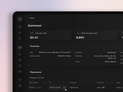 Marketing SaaS platform analytics clean dashboard design enterprise funnel insurance interfsce marketing metric moderon product saas software tablet ui ux web form website