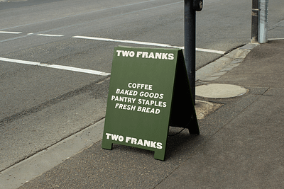 Two Franks brand identity branding cafe branding deli branding graphic design logo signage