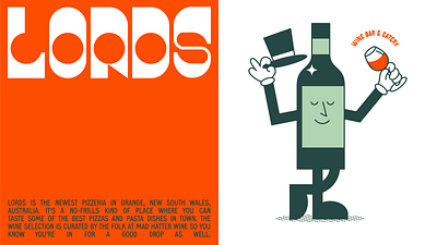 Lords brand identity branding graphic design illustration logo logo design pizza restaurant restaurant branding wine