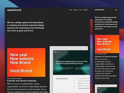 Seed:brand mobile and desktop website design agency branding minimal redesign typography web web design webdesign website website design