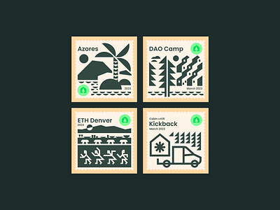 Passport Stamps branding cabin events illustration passport poaps stamps travel web3