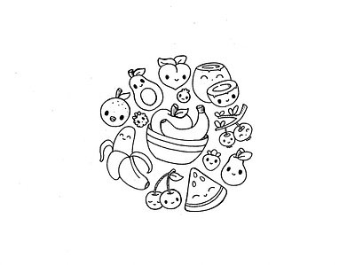 Day 089-365 Juicy Fruits 2 365project cute fruits illustration ink kawaii