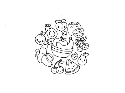 Day 089-365 Juicy Fruits 2 365project cute fruits illustration ink kawaii