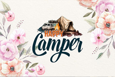 Happy Camper ( Camping T-shirt Design ) adventure shirt campfire t shirt camping graphic tee funny camping t shirt hiking t shirt nature lover tee outdoor enthusiast shirt vintage camping shirt wilderness tee