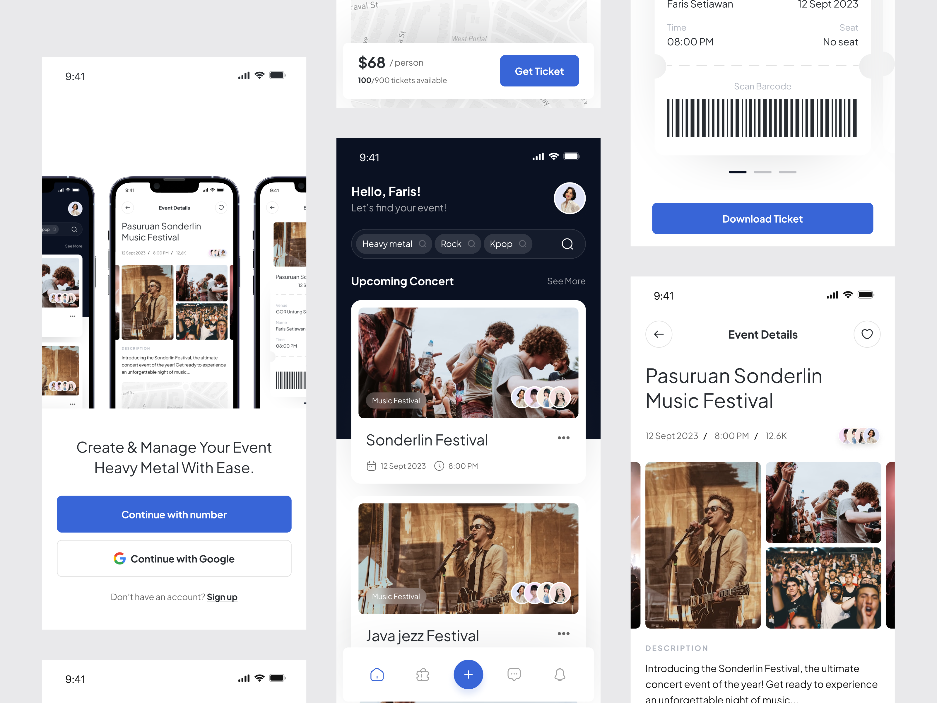 Evente - Event Music App app clean club flyer concert concert music creator design event event app flyer minimalist mobile music party party flyer ticket ui ui ux uidesign uiux
