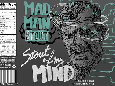 MAD MAN Stout "Stout of my Mind" - Beer Label Design beer branding brewery design graphic design hand drawn illustration logo packaging design stout typography