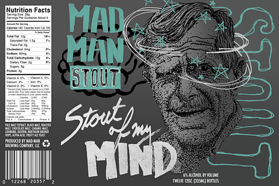 MAD MAN Stout "Stout of my Mind" - Beer Label Design beer branding brewery design graphic design hand drawn illustration logo packaging design stout typography