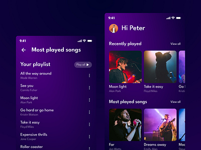 Music app UI design concept app design dark mode design mobile mobile design music music app design ui user interface visual design