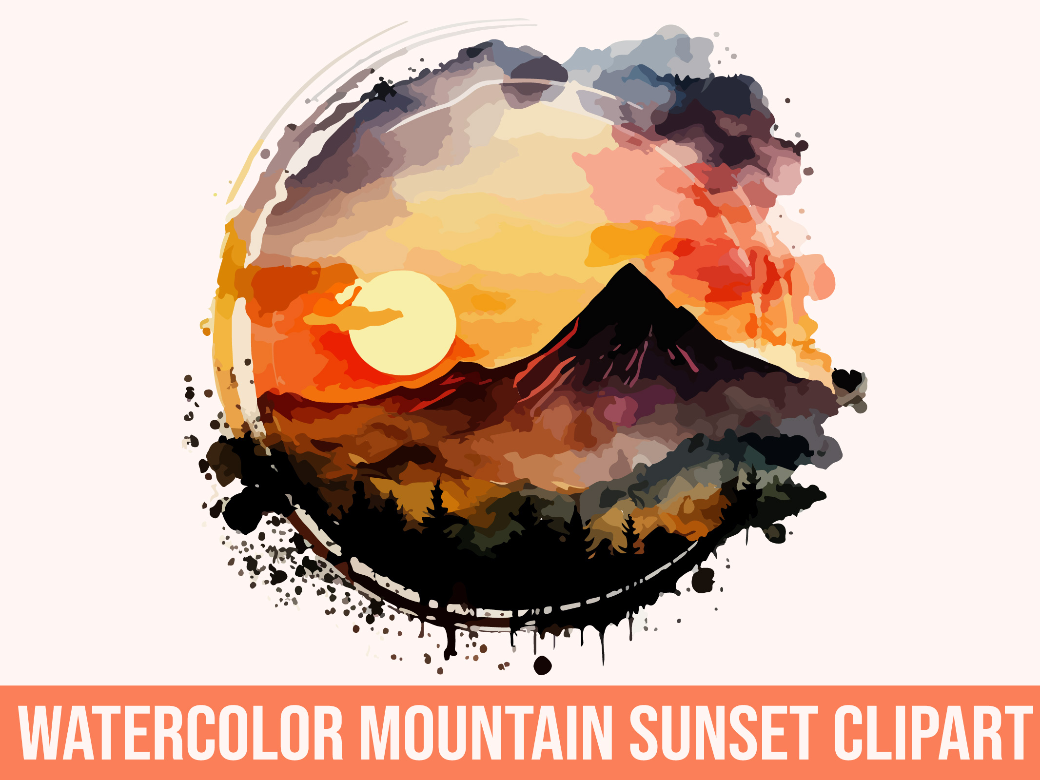 mountain sun clip art