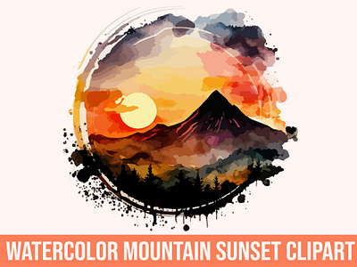 watercolor mountain sunset clipart clip art mountain mountain sunset sunset watercolor watercolor mountain